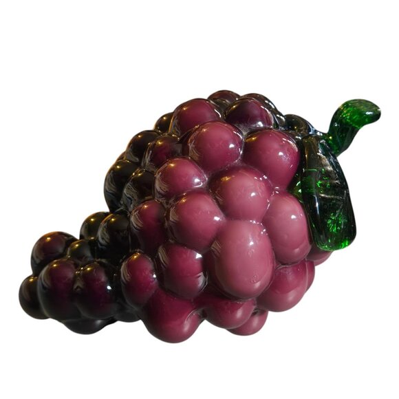 Vintage Handcrafted Glass Grape Cluster Sculpture Paperweight Decor - Picture 11 of 12